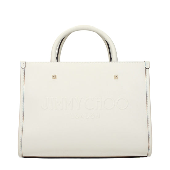 Jimmy Choo Avenue Small White Leather Tote Bag