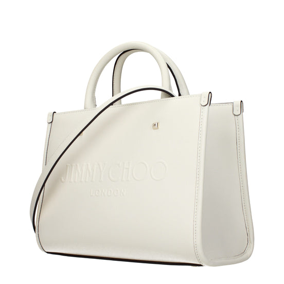 Jimmy Choo Avenue Small White Leather Tote Bag
