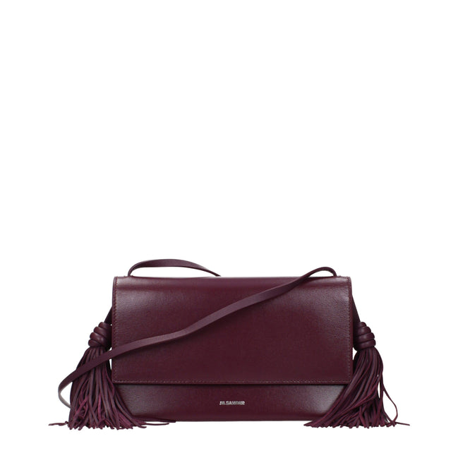 Jil Sander Red Distressed Leather Crossbody Bag