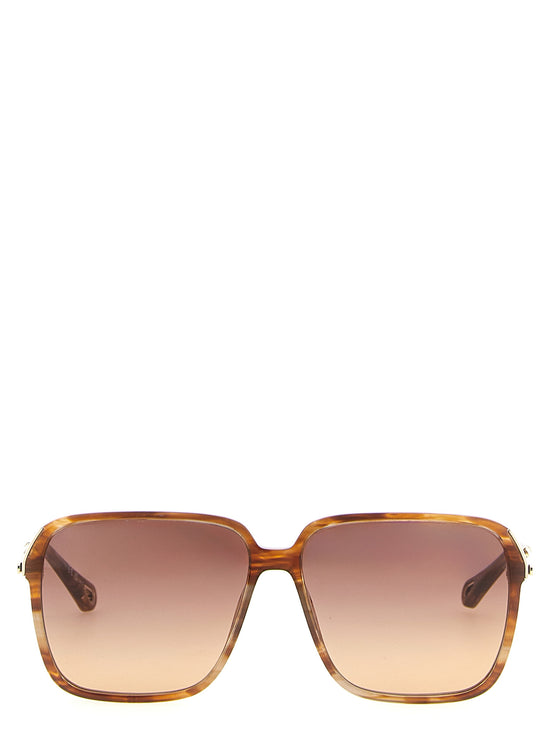 Chloé 59 Brown Tortoiseshell Square Sunglasses