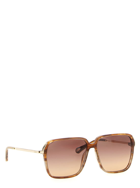 Chloé 59 Brown Tortoiseshell Square Sunglasses