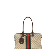 Gucci Horsebit Web Μεγάλη Μπεζ Τσάντα Top-Handle από Καμβά GG