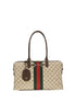 Gucci Horsebit Web Μεγάλη Μπεζ Τσάντα Top-Handle από Καμβά GG