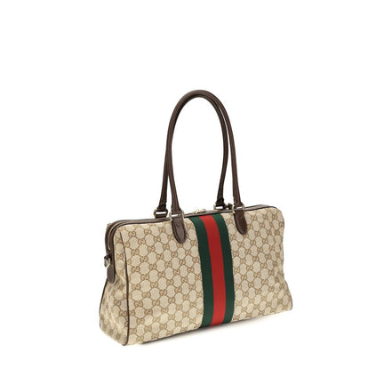 Gucci Horsebit Web Μεγάλη Μπεζ Τσάντα Top-Handle από Καμβά GG