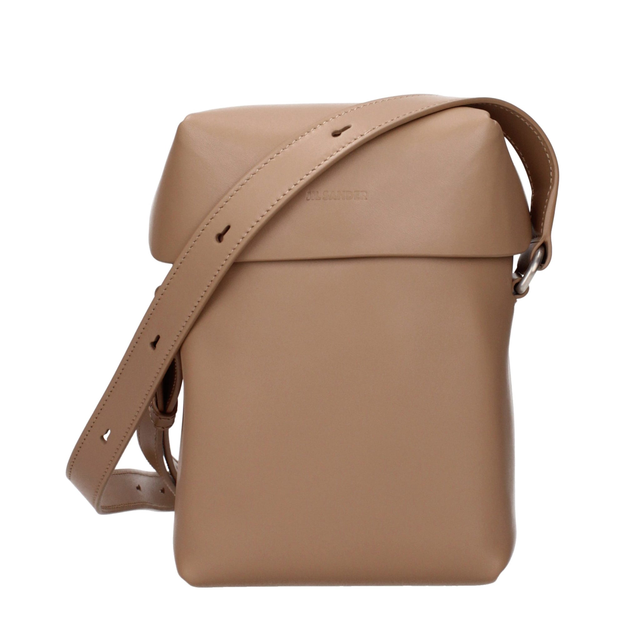 Jil Sander Brown Leather Crossbody Bag