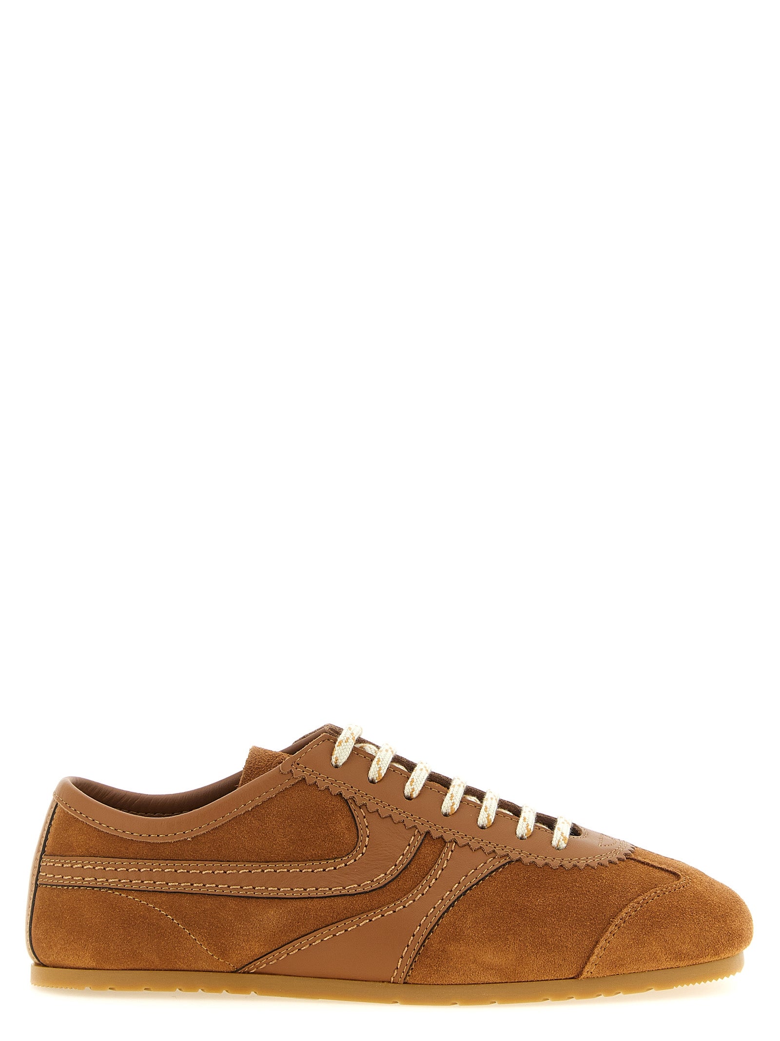 Dries Van Noten Καφέ Δερμάτινα Sneakers Χαμηλού Ύψους