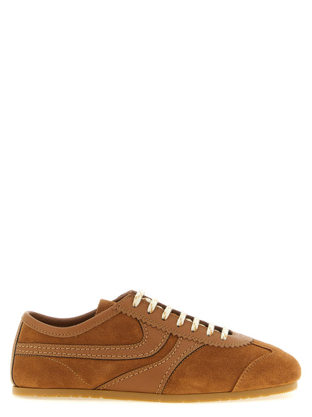 Dries Van Noten Καφέ Δερμάτινα Sneakers Χαμηλού Ύψους