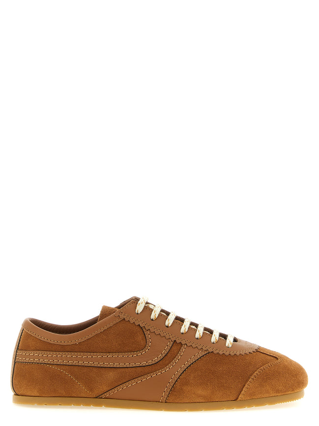 Dries Van Noten Καφέ Δερμάτινα Sneakers Χαμηλού Ύψους