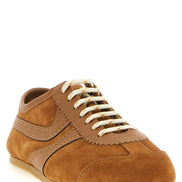 Dries Van Noten Καφέ Δερμάτινα Sneakers Χαμηλού Ύψους