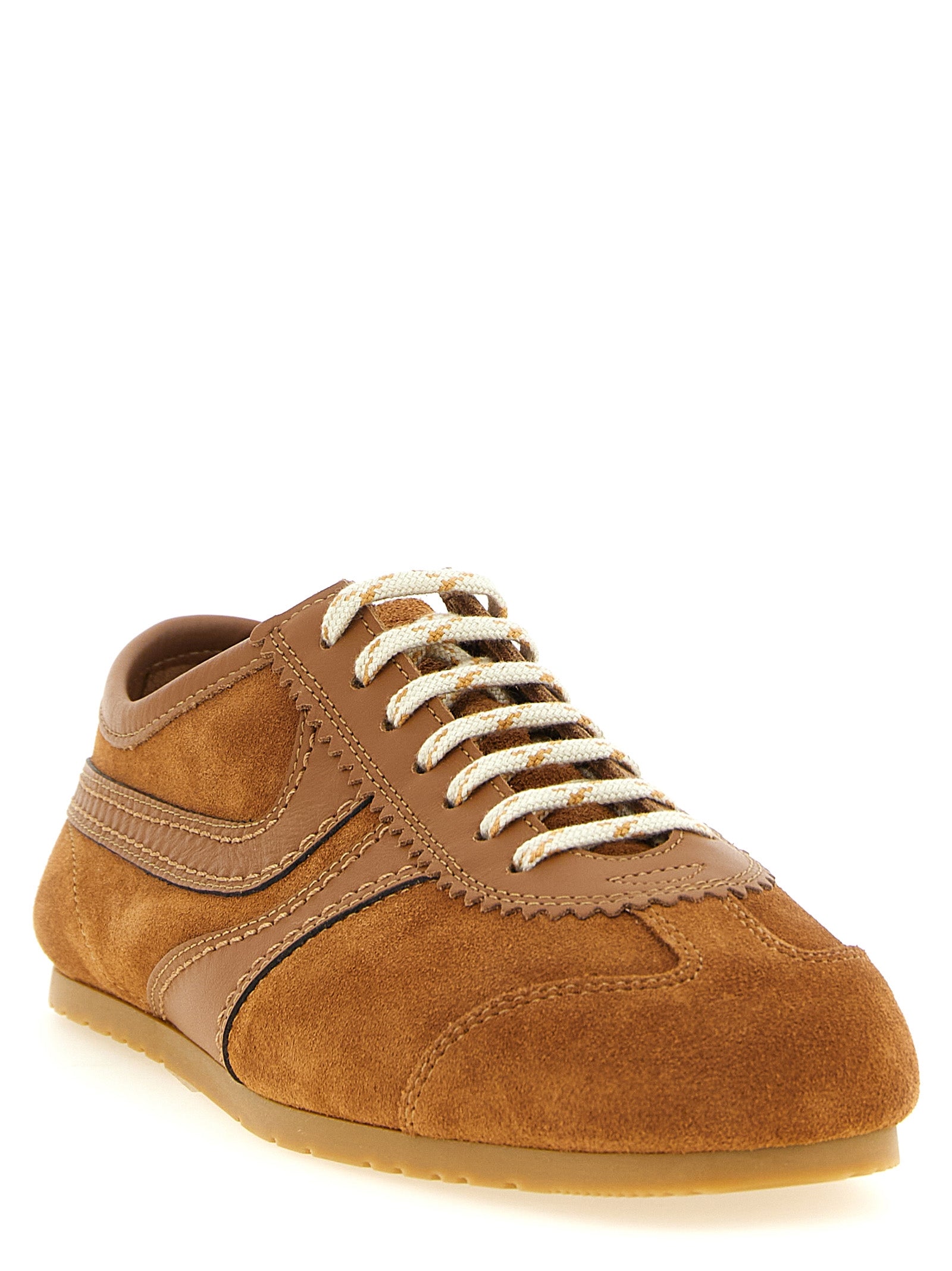 Dries Van Noten Καφέ Δερμάτινα Sneakers Χαμηλού Ύψους