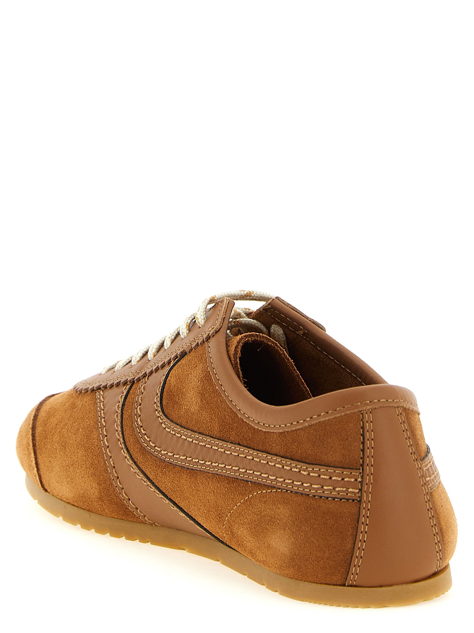 Dries Van Noten Καφέ Δερμάτινα Sneakers Χαμηλού Ύψους