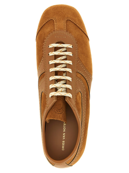 Dries Van Noten Καφέ Δερμάτινα Sneakers Χαμηλού Ύψους