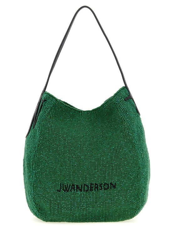 JW Anderson Bulb Μικρή Πράσινη Τσάντα Ώμου με Χάντρες