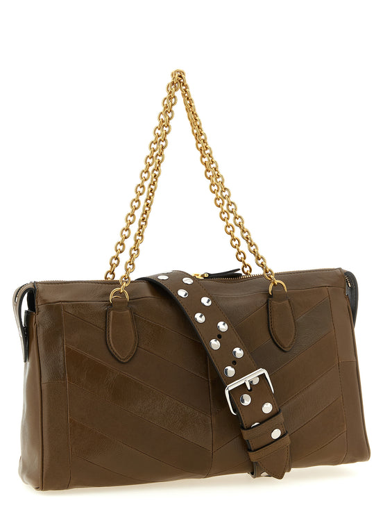 Valentino Garavani Brown Lamb Leather Shoulder Bag