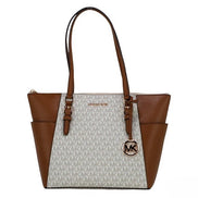 Τσάντα ώμου tote από δέρμα γυναικεία Michael Kors με διπλό φερμουάρ και πορτοφόλι  