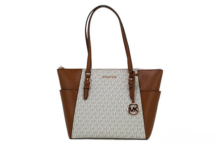 Τσάντα ώμου tote από δέρμα γυναικεία Michael Kors με διπλό φερμουάρ και πορτοφόλι  