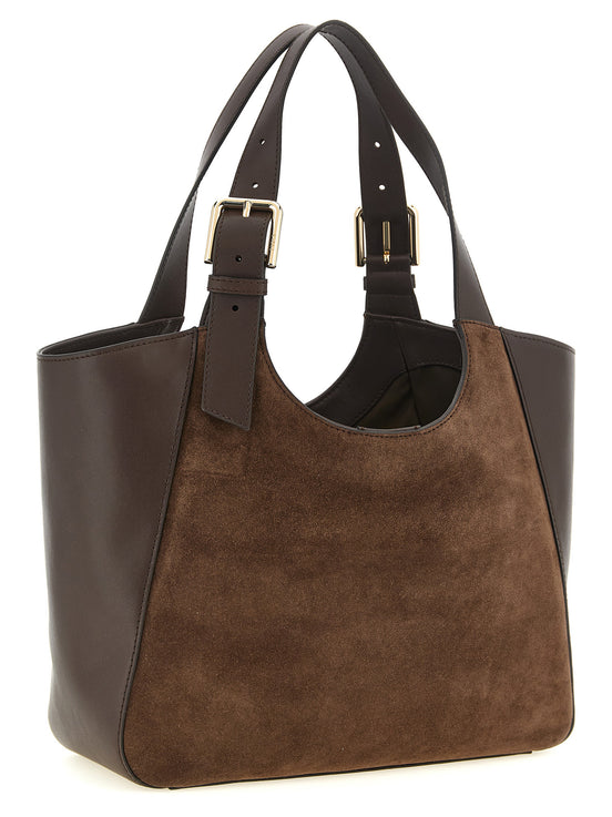 Furla M Brown Suede and Leather Tote Bag