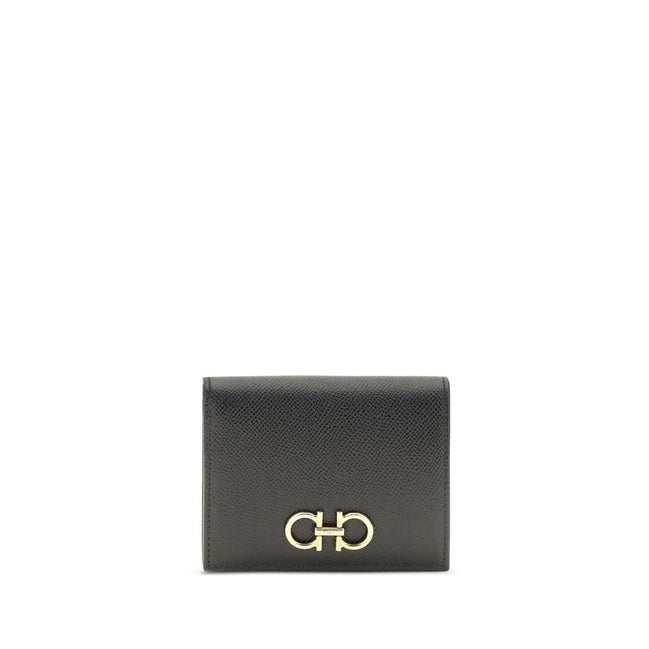 Ferragamo Black Calf Leather Bos Taurus Wallet