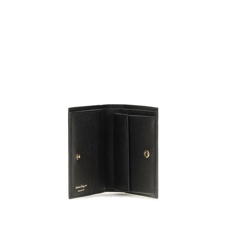 Ferragamo Black Calf Leather Bos Taurus Wallet