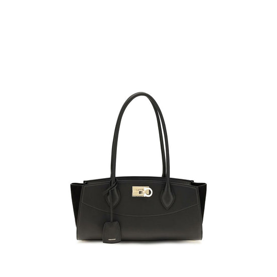 Ferragamo Studio Soft East-West Black Leather Shoulder Bag