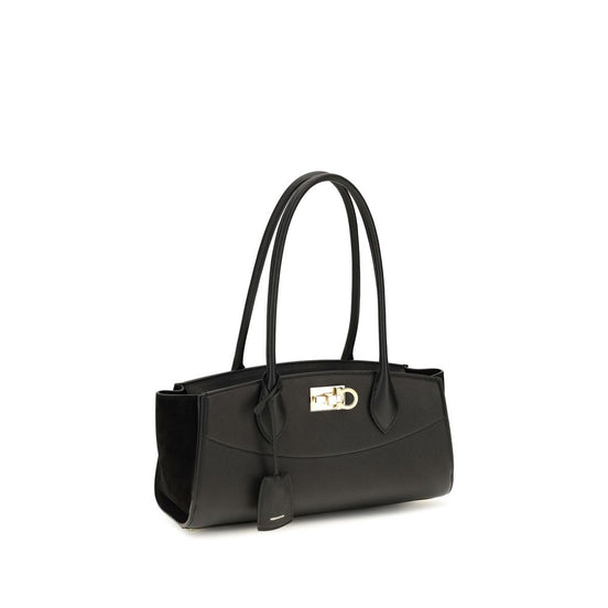 Ferragamo Studio Soft East-West Black Leather Shoulder Bag