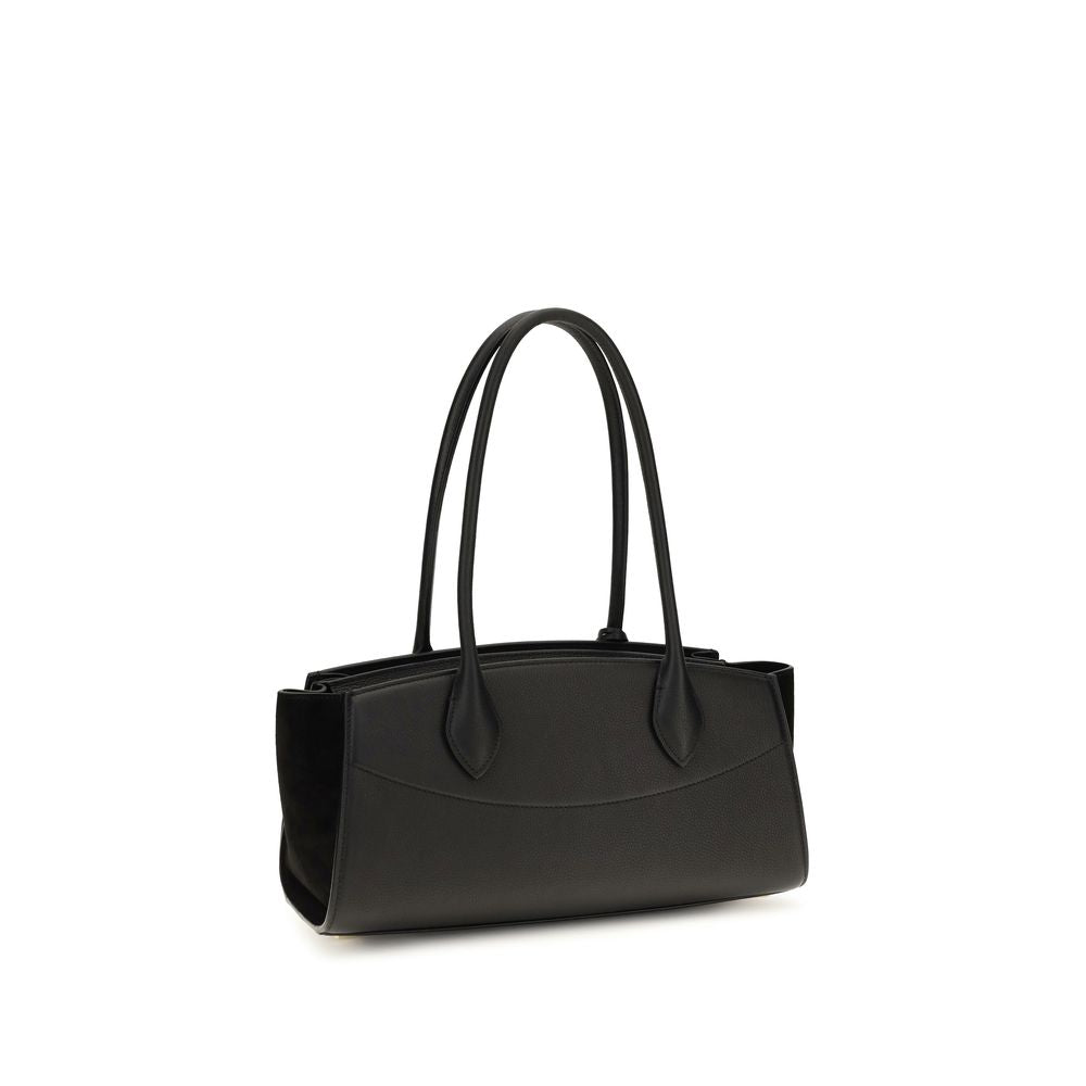 Ferragamo Studio Soft East-West Μαύρη Δερμάτινη Τσάντα Ώμου
