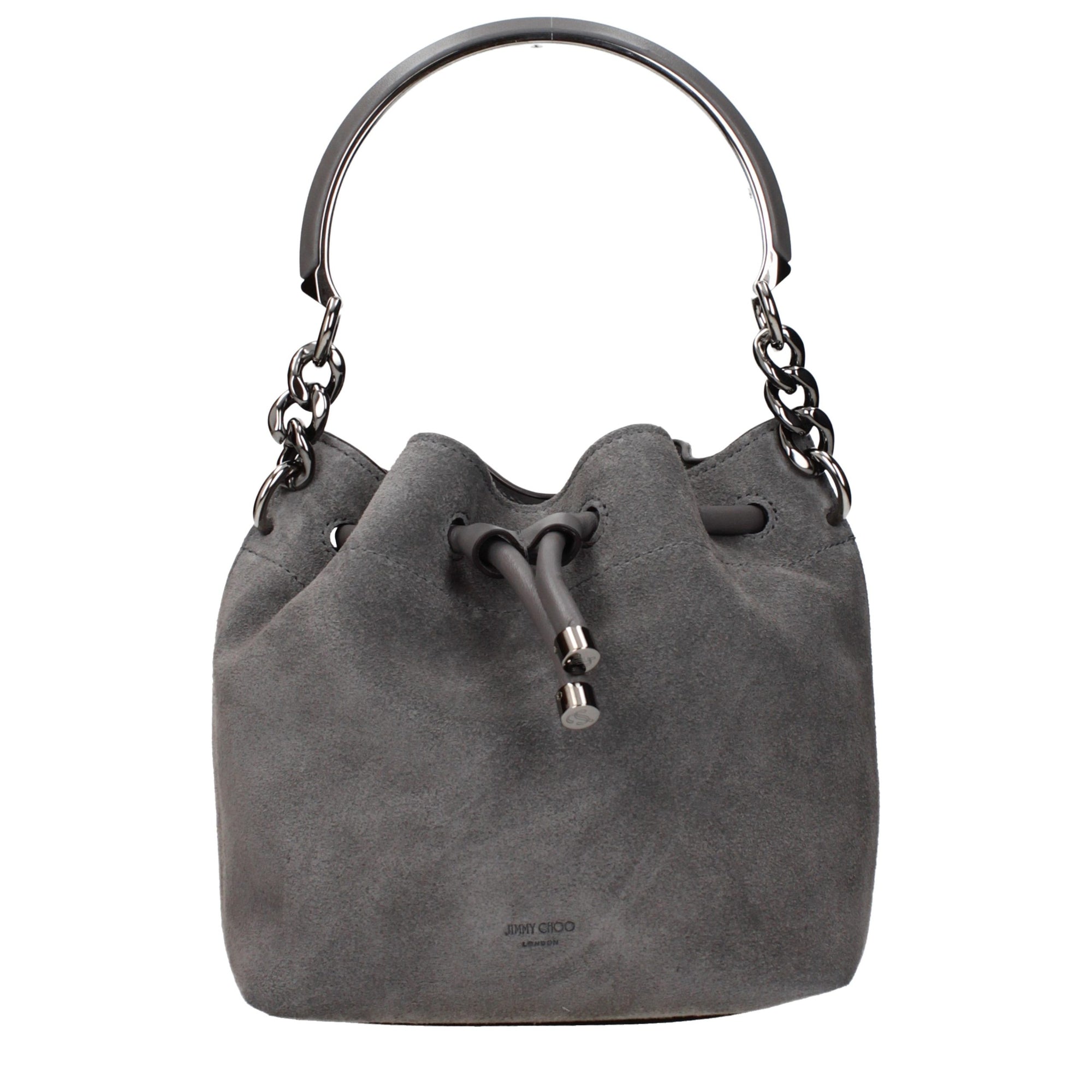 Τσάντα bucket Jimmy Choo Bon Bon από γκρι σουέντ