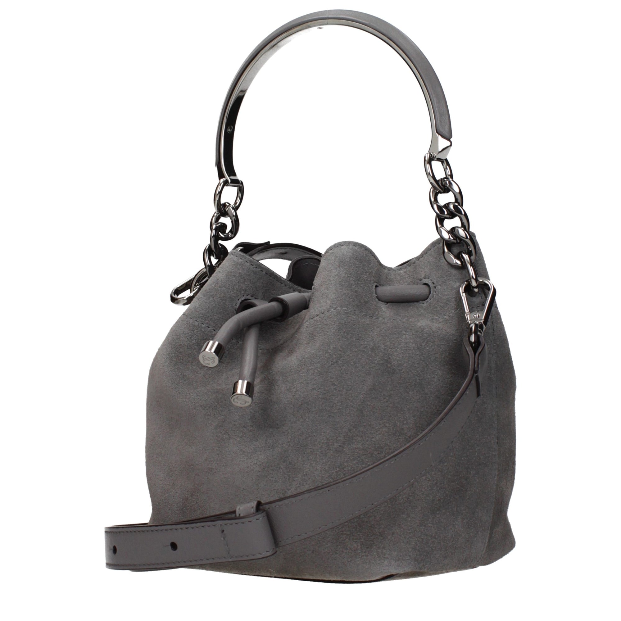 Τσάντα bucket Jimmy Choo Bon Bon από γκρι σουέντ