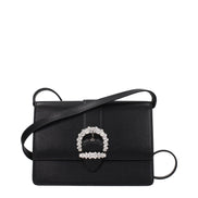 Jimmy Choo Cheri Μαύρη Δερμάτινη Τσάντα Χιαστί
