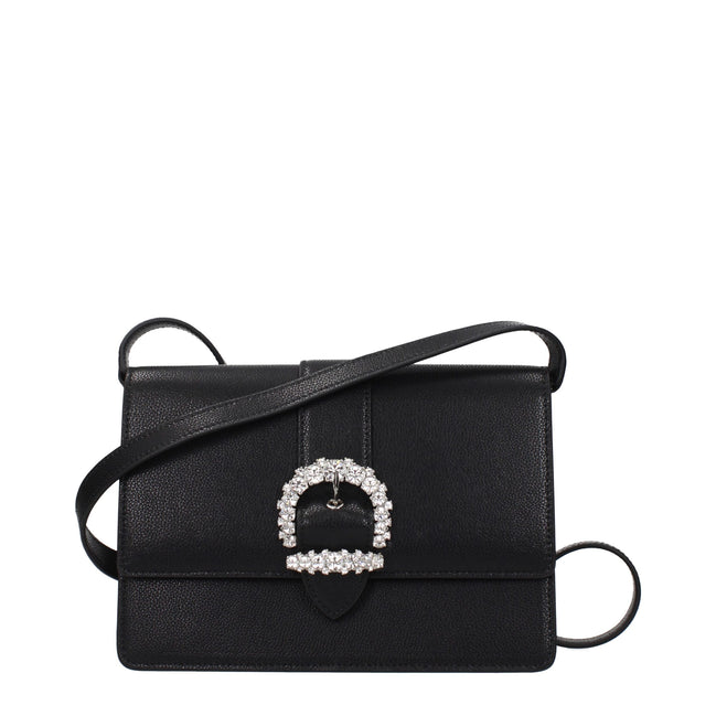 Jimmy Choo Cheri Μαύρη Δερμάτινη Τσάντα Χιαστί