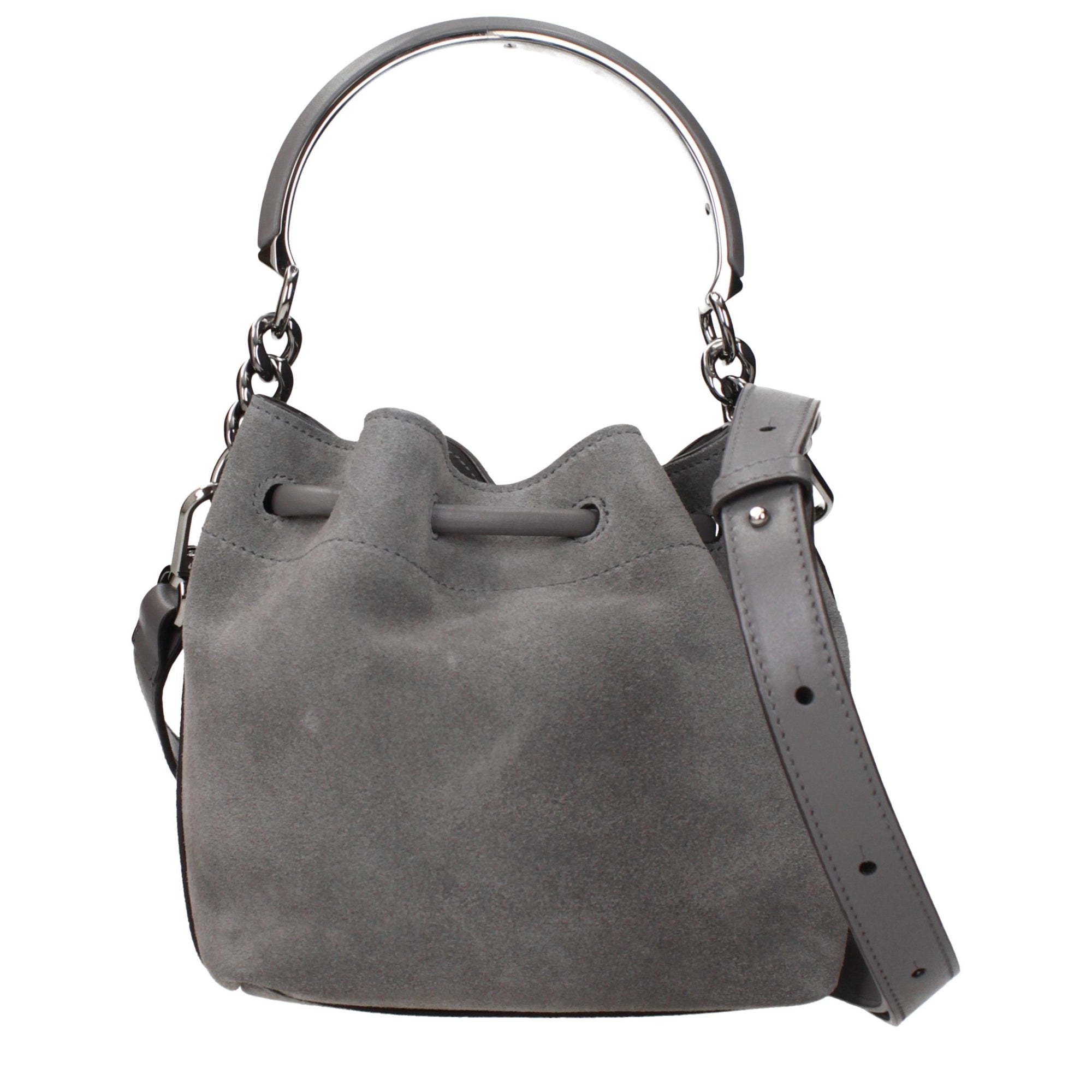 Τσάντα bucket Jimmy Choo Bon Bon από γκρι σουέντ
