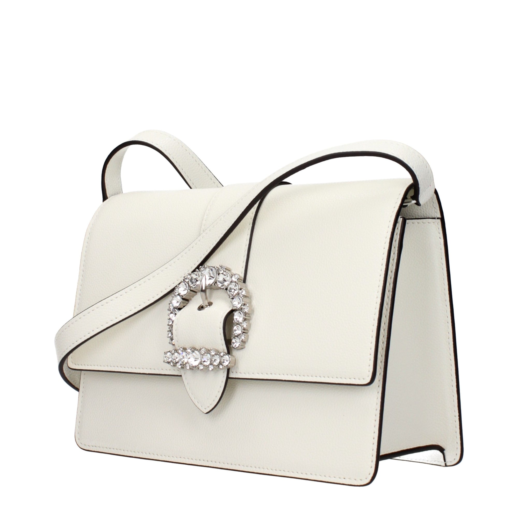 Jimmy Choo Cheri Λευκή Δερμάτινη Τσάντα Χιαστί