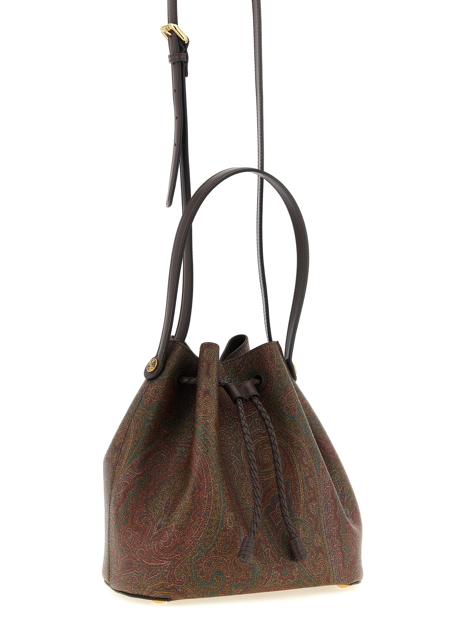 Etro Arnica Small Brown Paisley Bucket Bag