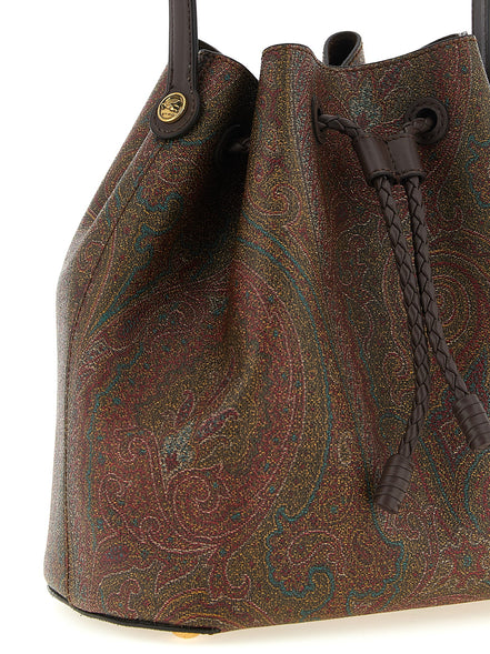 Etro Arnica Small Brown Paisley Bucket Bag