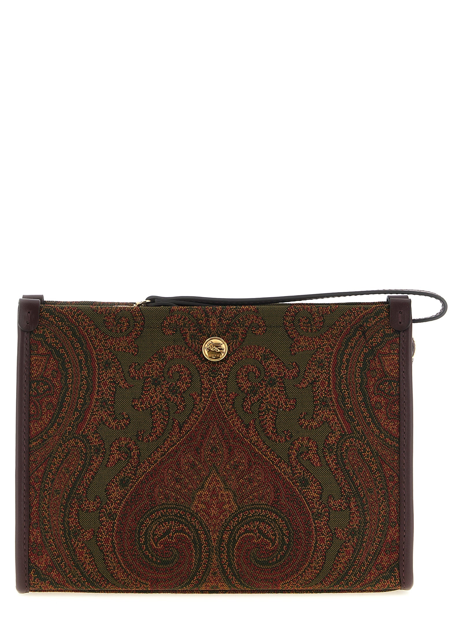 Etro Πορτοφολάκι Jacquard με Σχέδιο Paisley σε Ελιά και Μπορντό