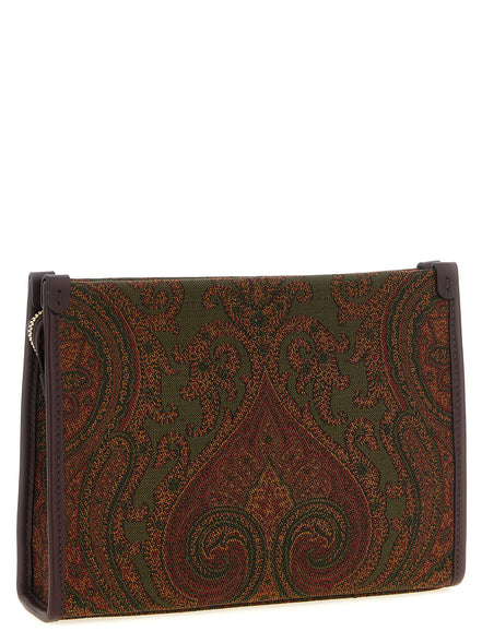 Etro Πορτοφολάκι Jacquard με Σχέδιο Paisley σε Ελιά και Μπορντό