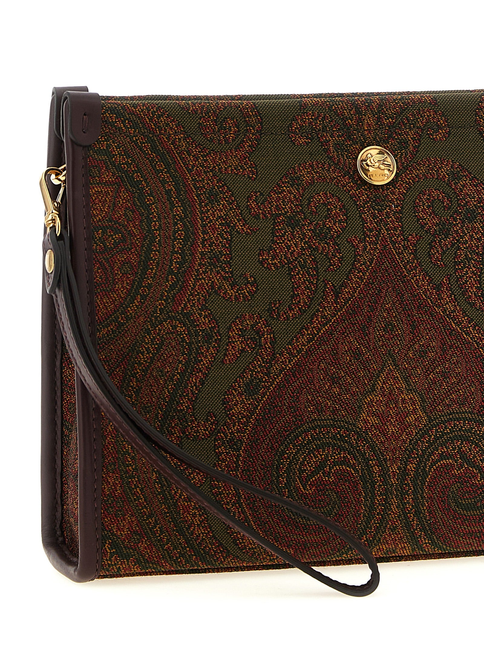 Etro Πορτοφολάκι Jacquard με Σχέδιο Paisley σε Ελιά και Μπορντό