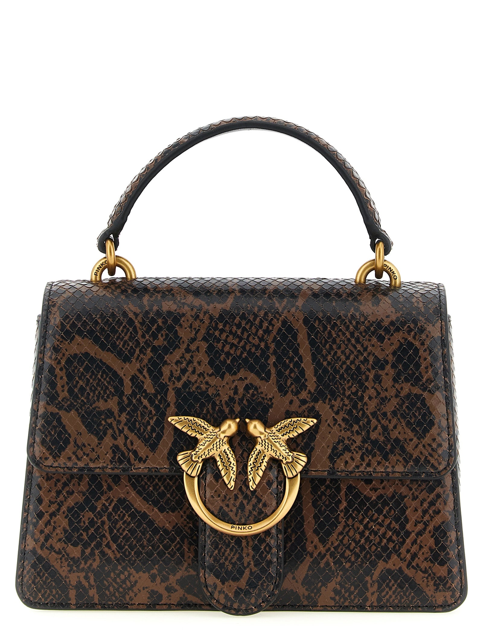 Pinko Mini Love One Top Light Brown Leather Handbag