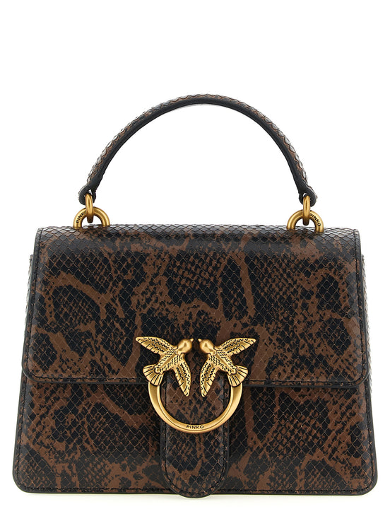 Pinko Mini Love One Top Light Brown Leather Handbag
