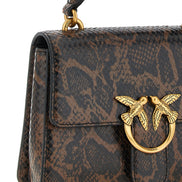 Pinko Mini Love One Top Light Brown Leather Handbag