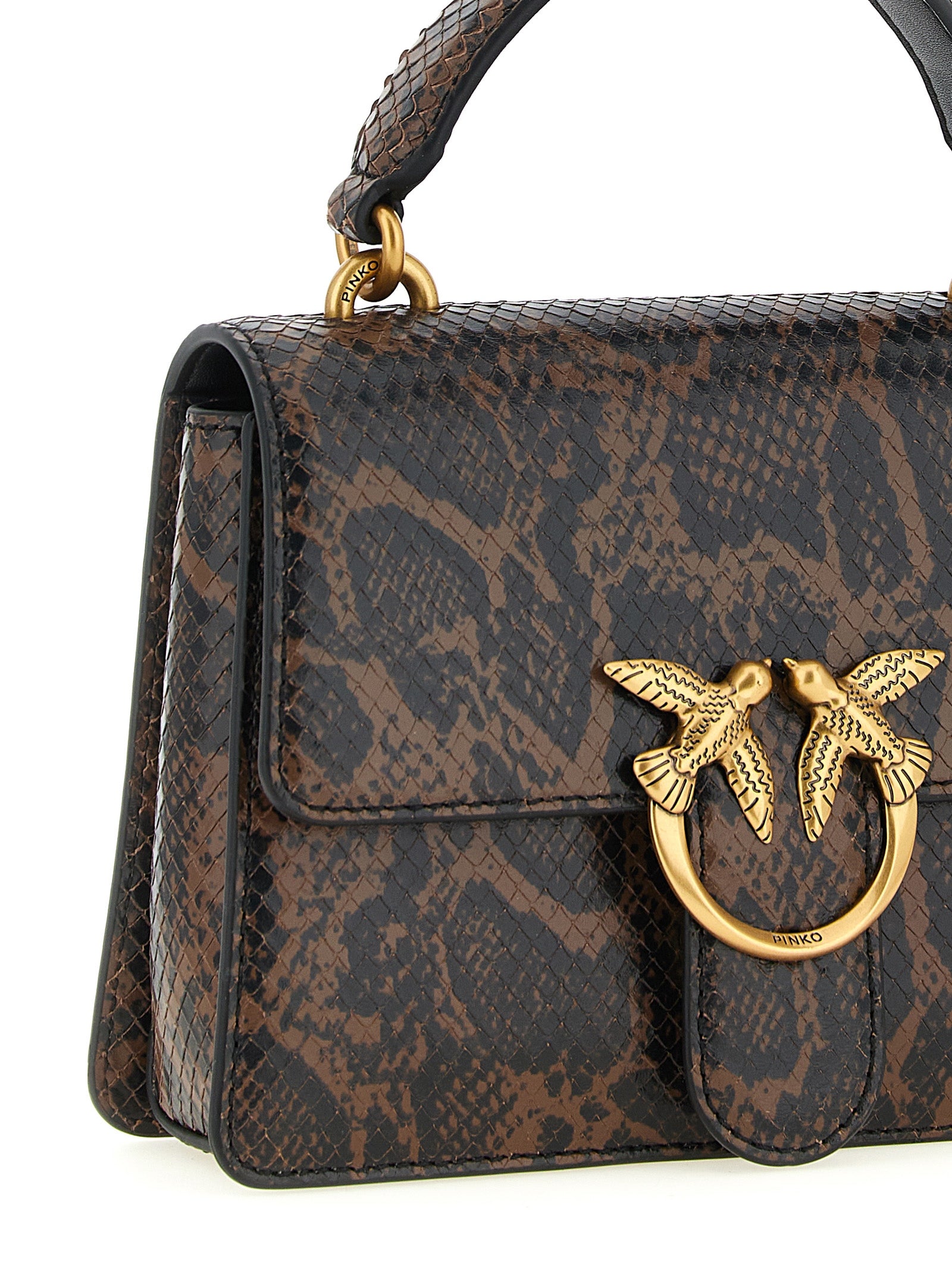 Pinko Mini Love One Top Light Brown Leather Handbag