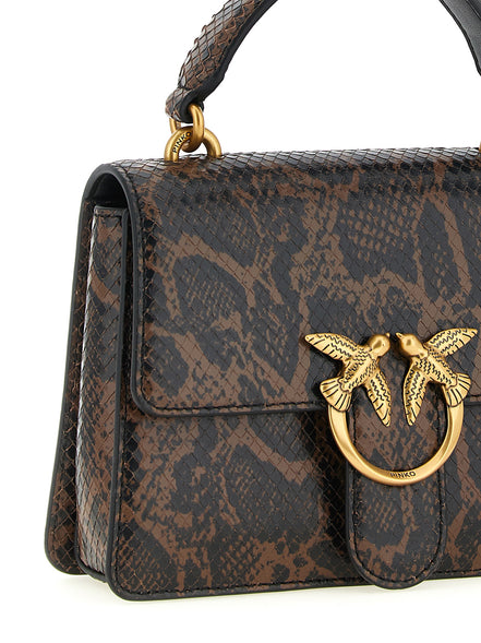 Pinko Mini Love One Top Light Brown Leather Handbag