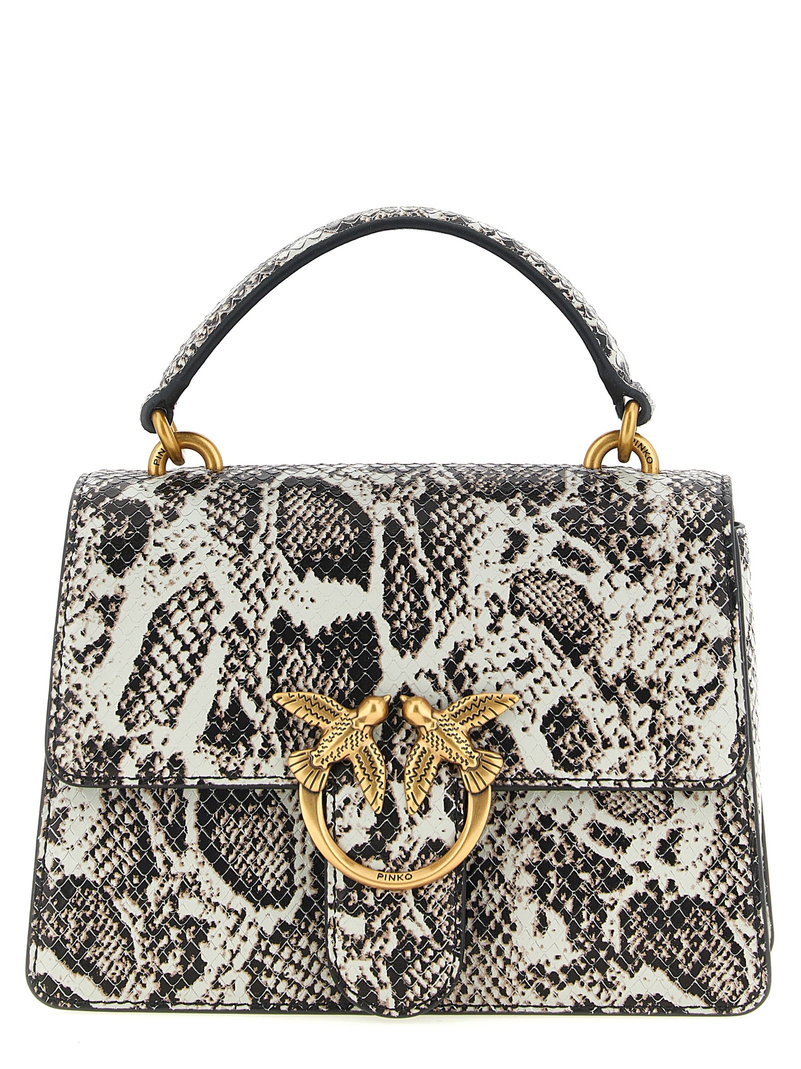 Pinko Mini Love One Top Ανοιχτό Γκρι Δερμάτινη Τσάντα Χειρός