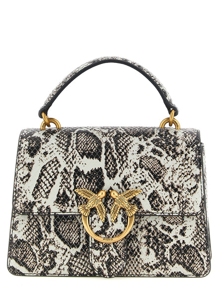 Pinko Mini Love One Top Ανοιχτό Γκρι Δερμάτινη Τσάντα Χειρός