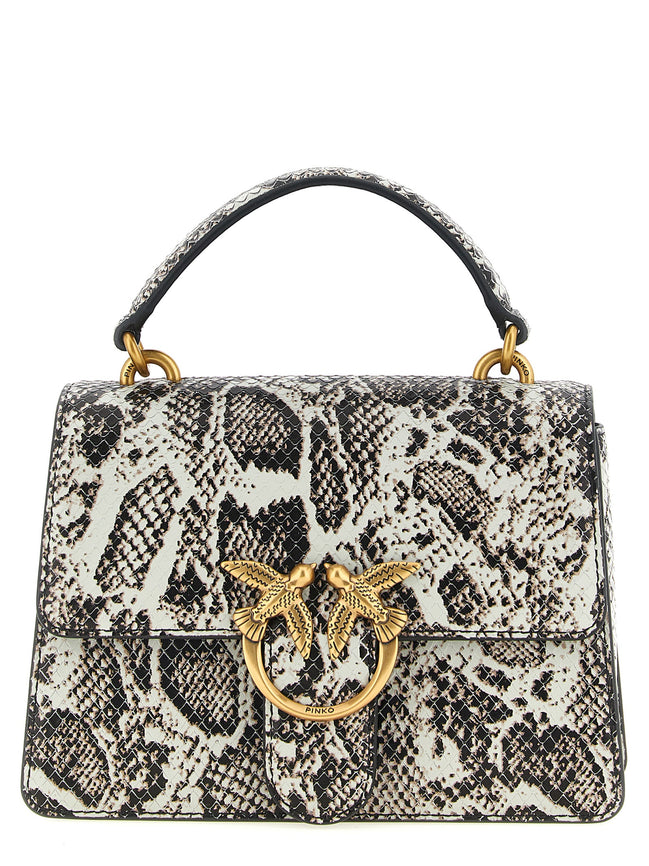 Pinko Mini Love One Top Ανοιχτό Γκρι Δερμάτινη Τσάντα Χειρός