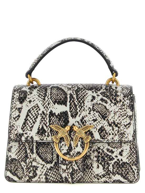 Pinko Mini Love One Top Light Gray Leather Handbag