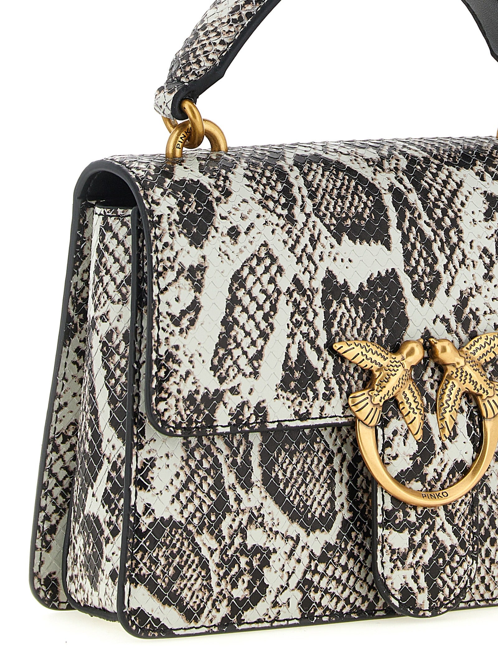 Pinko Mini Love One Top Ανοιχτό Γκρι Δερμάτινη Τσάντα Χειρός