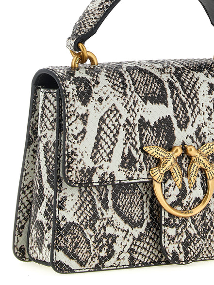 Pinko Mini Love One Top Ανοιχτό Γκρι Δερμάτινη Τσάντα Χειρός