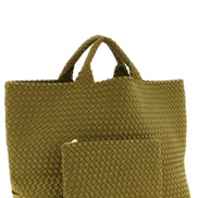 Naghedi St. Barths Large Bottle Green Bicolor Tote Bag