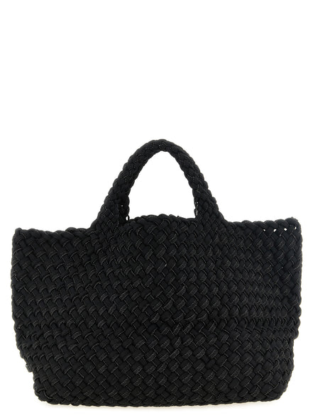 Naghedi St. Barths Double Weave Midi Black Tote Bag